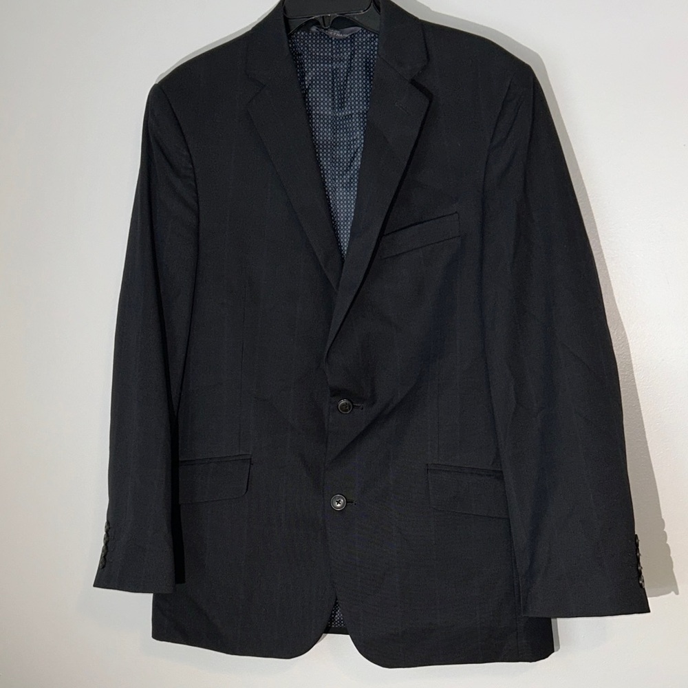 Madison Modern‎ Fit Windowpane Navy Men's Blazer Dbl Vent 2 Button 40R Sportcoat